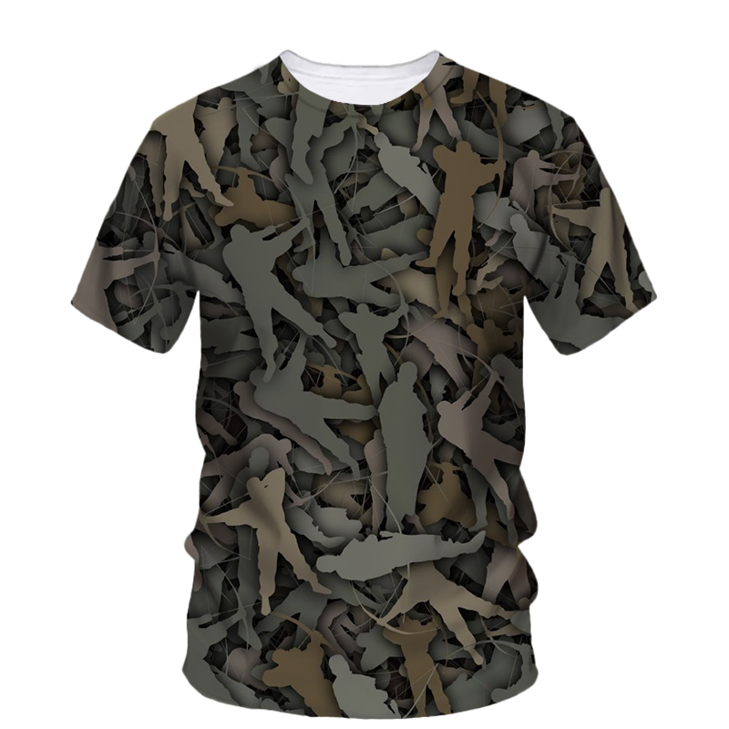 Outdoor Hunting Graphic Tees - 남성용 사냥 카모 그래픽 티셔츠, O넥