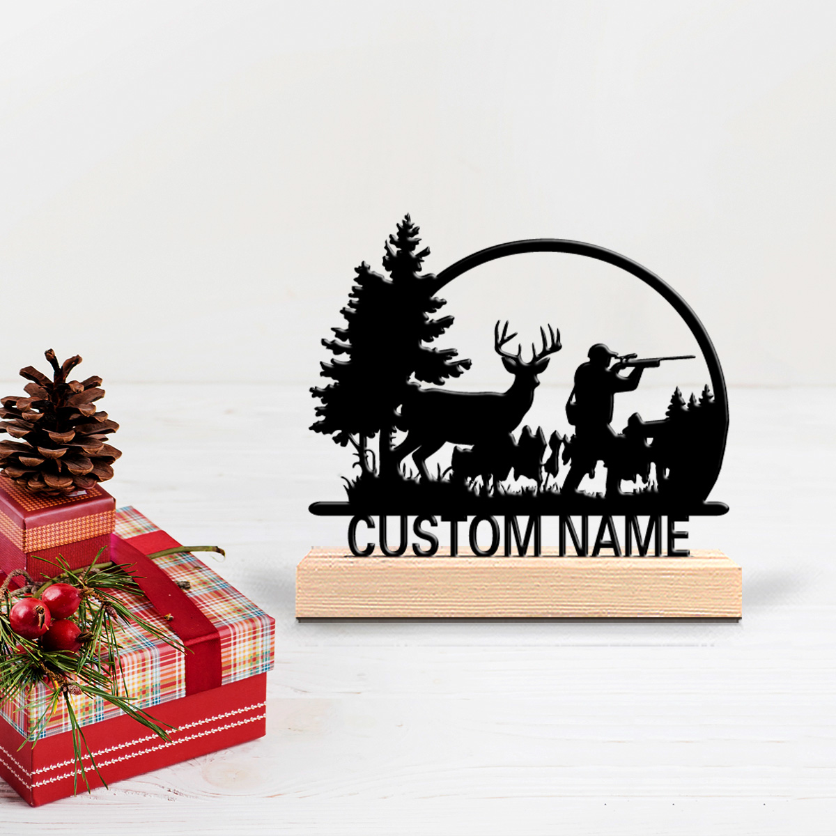 Hunting Outdoor Christmas Decorations - 1개 패션 맞춤형 사냥꾼과 사슴 금속