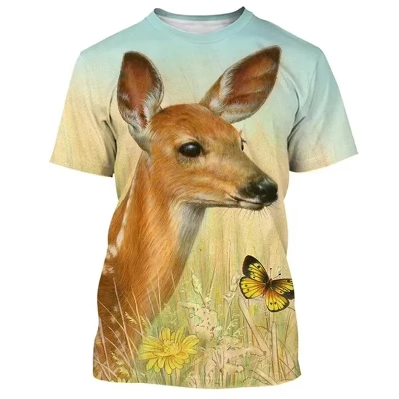 사슴 3D 프린팅 티셔츠, 재미있는 동물 사냥 그래픽  - Outdoor Hunting Graphic Tees 리뷰 및 가격