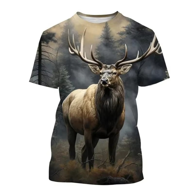 사슴 3D 프린팅 티셔츠, 재미있는 동물 사냥 그래픽  - Outdoor Hunting Graphic Tees 리뷰 및 가격