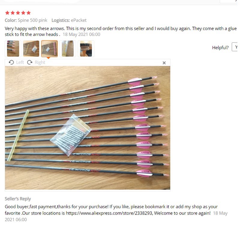 ID4.2mm 순수 카본 화살대 스파인 300 350  - Arrow Carbon Shaft 리뷰 및 가격