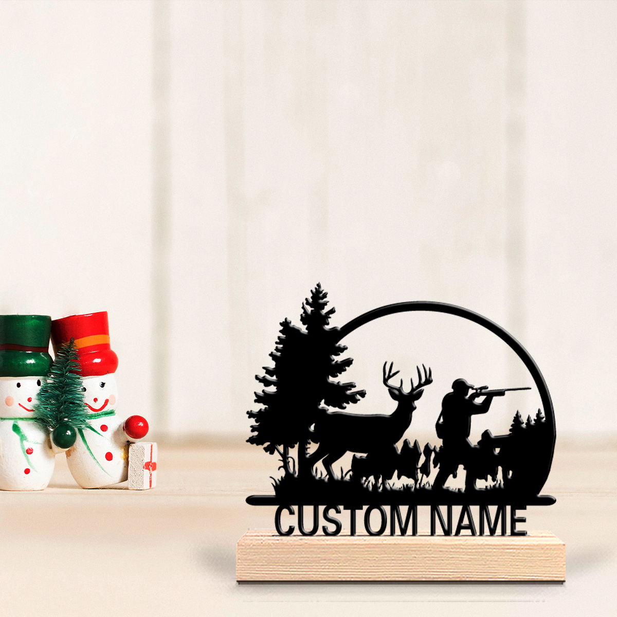 1개 패션 맞춤형 사냥꾼과 사슴 금속 조각상 나무 받침 - Hunting Outdoor Christmas Decorations 리뷰 및 가격