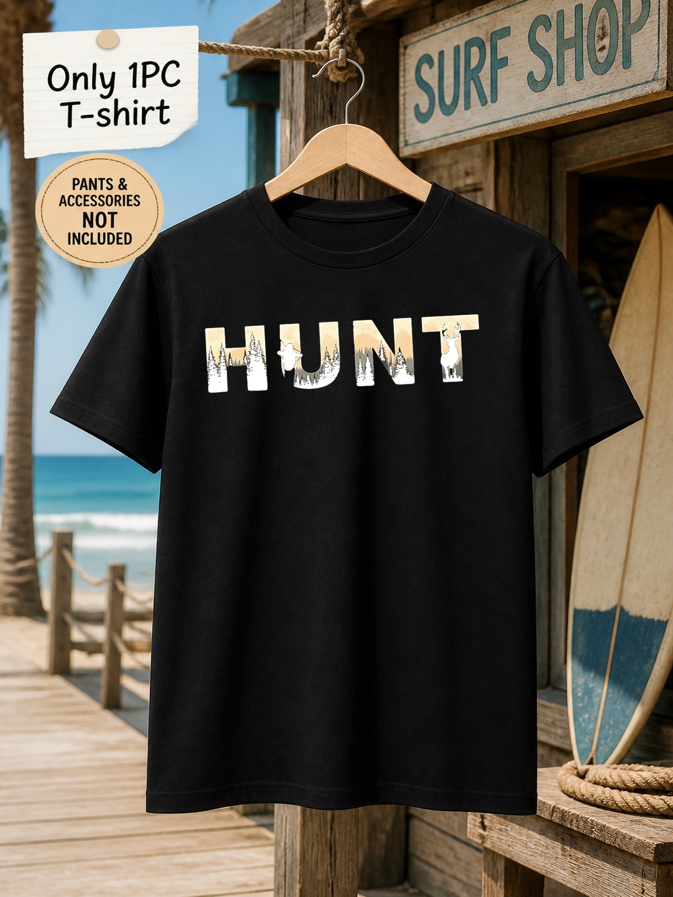 1pc 남성용 그래픽 티셔츠 사냥 테마 숲 사슴 프린트 - Outdoor Hunting Graphic Tees 리뷰 및 가격