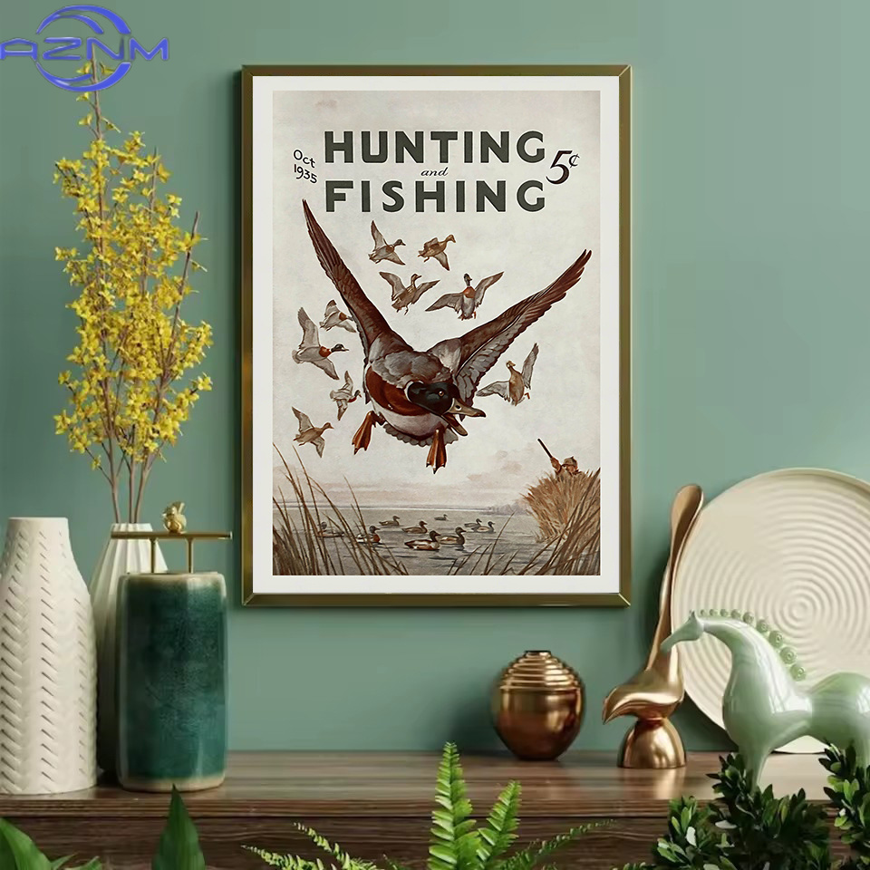 AZNM 레트로 야생 동물 야외 사냥 낚시 야생 동물  - Outdoor Hunting Pictures 리뷰 및 가격